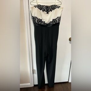 New York & Company Black and White Lace Jumpsuit